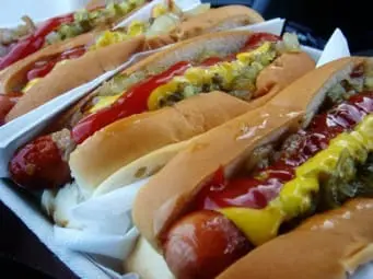 Poolside hotdogs with ketchup, mustard, and relish, featured for  at Gulf Waters RV Resort event on July 13, 2024.