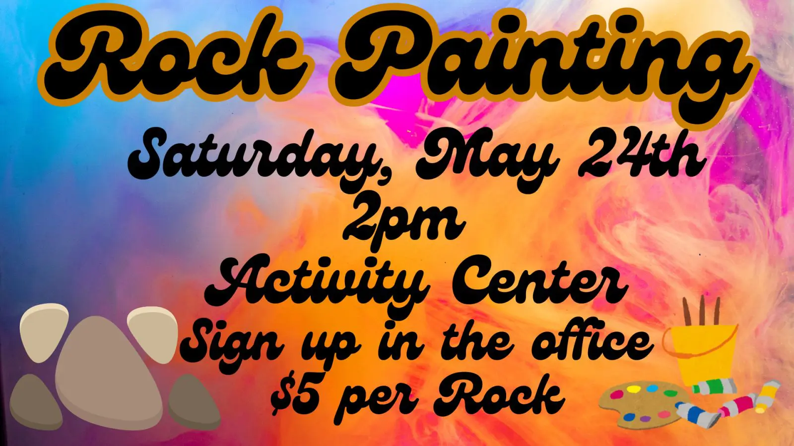 Rock Painting event at Gulf Waters Beach Front RV Resort on May 24th.