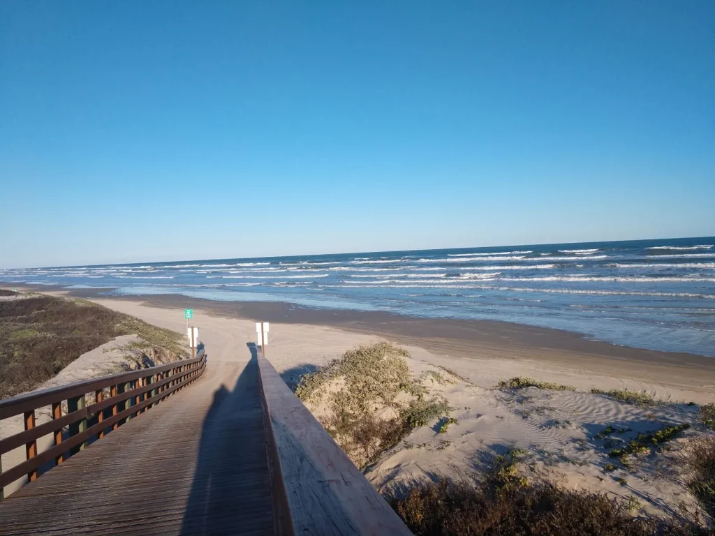 Private boardwalk access from RV sites to the beach at Gul Waters