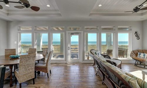 Spacious living area with ocean view at Gulf Waters Beach Front RV Resort.